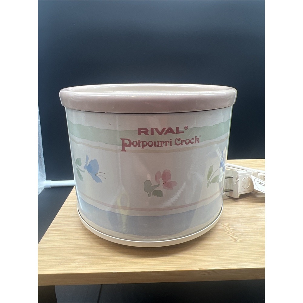 Rival Potpourri Crock Model 3206 Electric Simmer Pot White Flowers VTG
